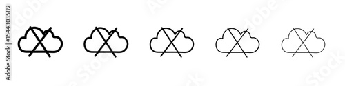 cloud sync disable icon black and white vector sign