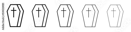 Coffin icon black and white vector sign