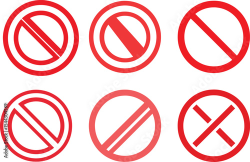 Red Circle Prohibition Vector Set