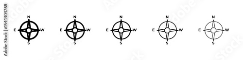 compass navigation icon black and white vector sign
