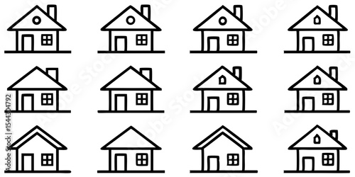 Simple House Icon Pattern Black and White Doodle Style Real Estate Concept Home Ownership Housing Market Property Investment