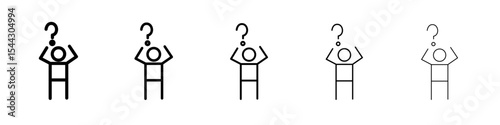 Confusing man icon black and white vector sign