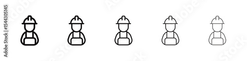 Construction worker icon black and white vector sign
