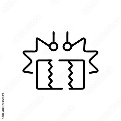 Illustration of a broken electrical connection with sparks around it