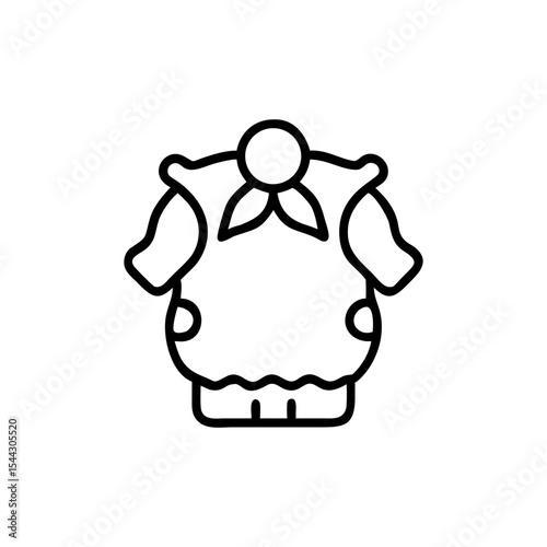 Outline drawing of a traditional russian doll with a headscarf tied on