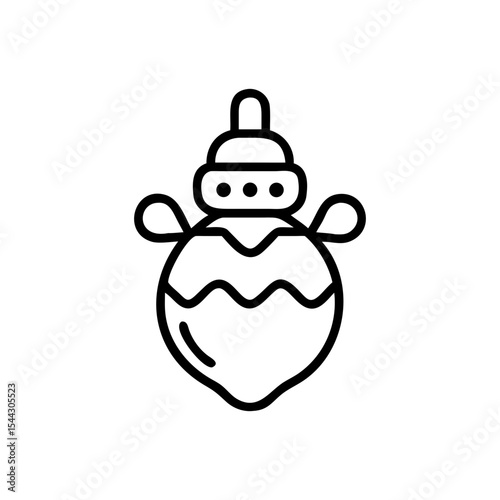 Outline drawing of a christmas ornament with a wavy design and topper
