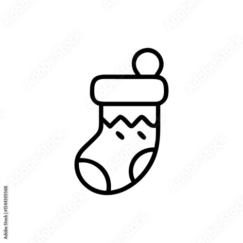 Illustration of a christmas stocking with a fluffy top and zig zag design