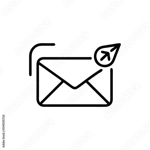 Outline of an email with a leaf and arrow icon indicating sending mail