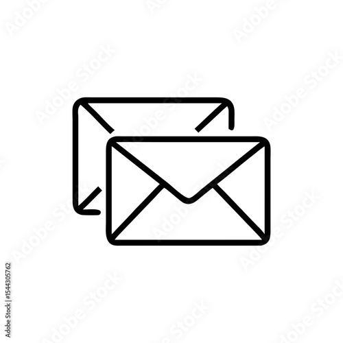 Two envelopes depicted in a simple black outline style illustration