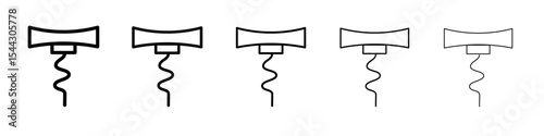 Corkscrew opener icon black and white vector sign