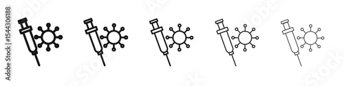 Covid 19 vaccine icon black and white vector sign
