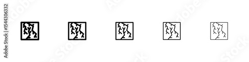 Crack icon black and white vector sign