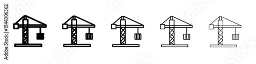 crane icon black and white vector sign