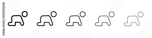 Crawling baby icon black and white vector sign