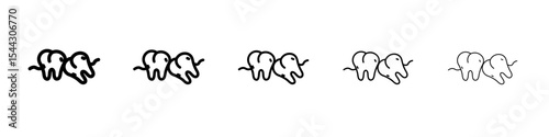 Crooked teeth icon black and white vector sign