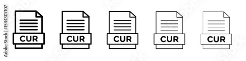 CUR File Document Icon black and white vector sign