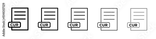 CUR File Document Icon black and white vector sign