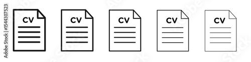 CV icon black and white vector sign