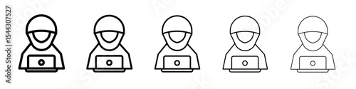 Cyber crime icon black and white vector sign