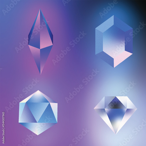 A vibrant set of abstract geometric polygonal shapes in a blue and light color pattern, perfect for modern web and business design illustrations
