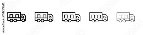 delivery truck icon black and white vector sign