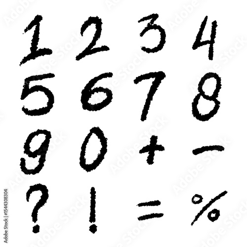 Hand Drawn Chalk Numbers 1 to 9