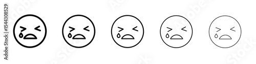 Desperate emoji icon black and white vector sign
