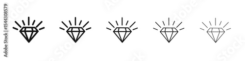 Diamond icon black and white vector sign