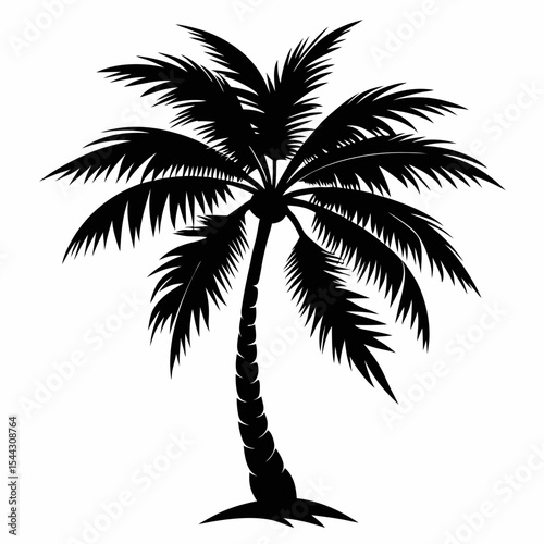 Tropical Palm Tree Beach Vector silhouette