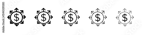 Diversified investment icon black and white vector sign