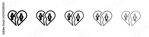 Divorce icon black and white vector sign