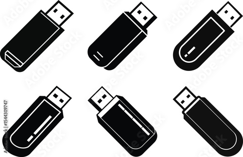 Usb silhouette vector illustration Bundle