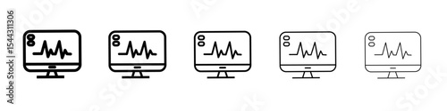 ECG monitor icon black and white vector sign