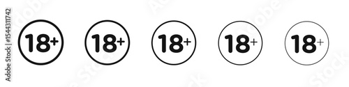 Eighteen plus icon black and white vector sign