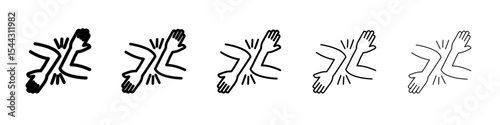 elbow greeting icon black and white vector sign