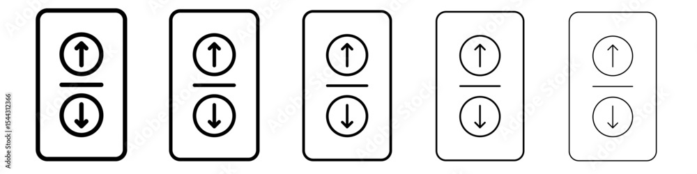 Elevator, lift button icon black and white vector sign Elevator, lift button icon black and white vector sign