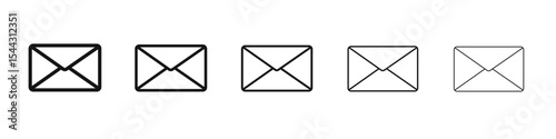 Email button icon black and white vector sign