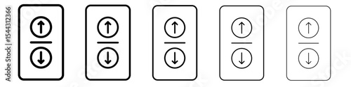 Elevator, lift button icon black and white vector sign