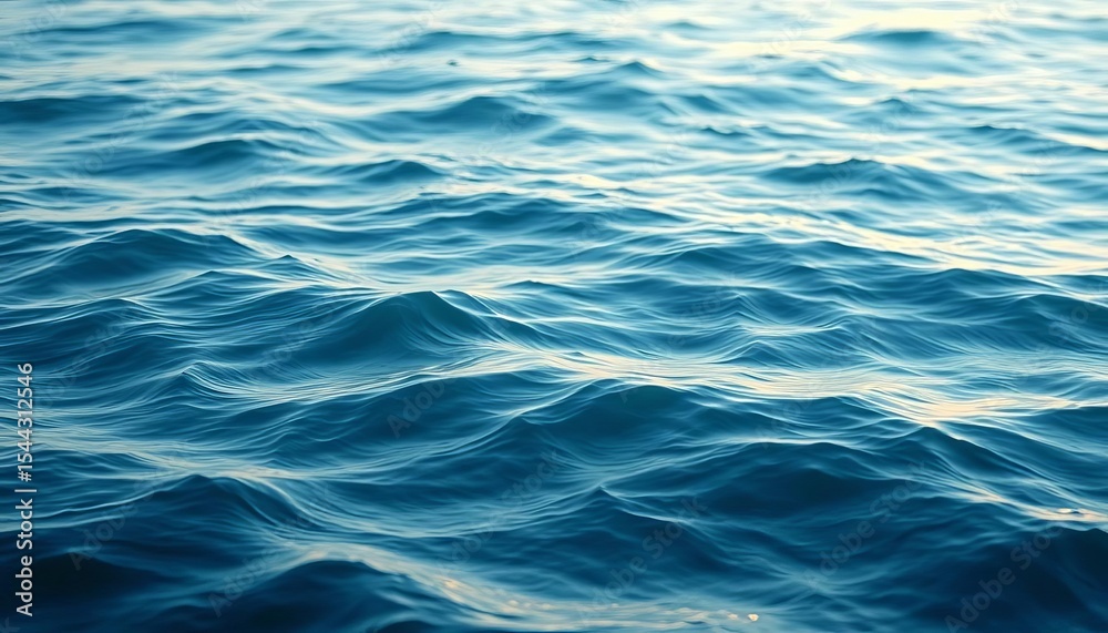 Naklejka premium Subtle, undulating texture in serene blues and greens evokes calm ocean waves, soft, backdrop