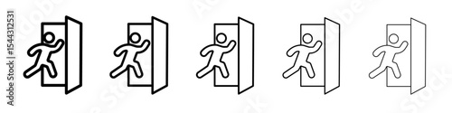 Emergency exit icon black and white vector sign
