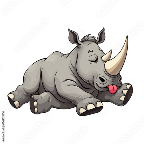 Hand drawn cartoon rhinos vector illustration