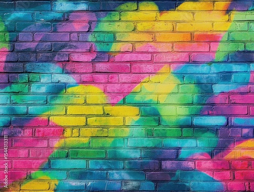 Vibrant graffiti art on a brick wall.  Colorful abstract design