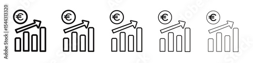 Euro chart icon black and white vector sign