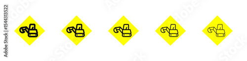 Excavator Icon black and white vector sign