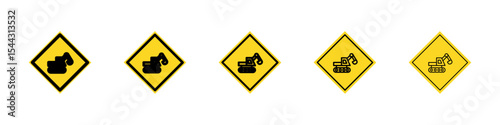 Excavator Icon black and white vector sign