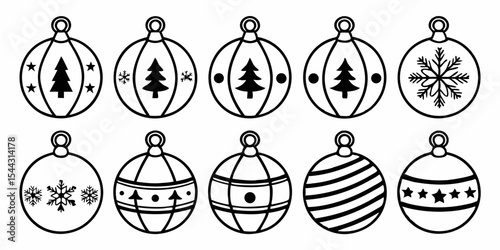 A colorful vector set of shiny Christmas ball ornaments for holiday tree decoration