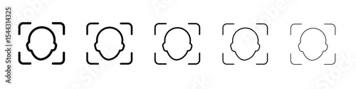 Face id icon black and white vector sign