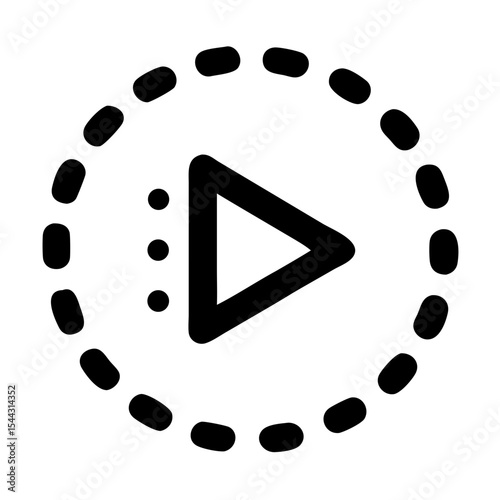 Minimal black play button icon with transparency for multimedia and digital content