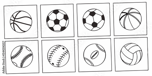 Isolated vector illustration of a set of soccer and football game balls with alpha channel for team sport competition