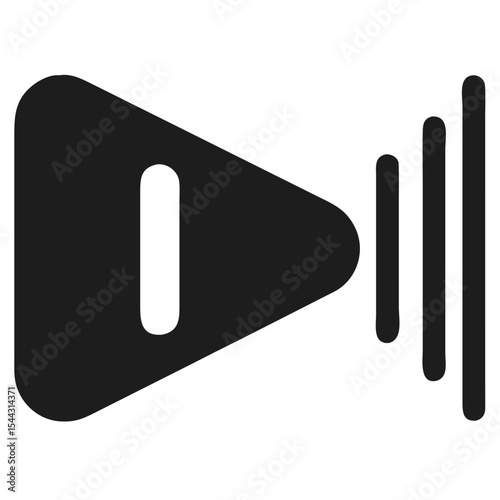 Minimalist black play button icon with soundwave elements for multimedia design